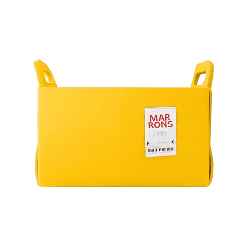 MARRONS Collapsible Felt YELLOW Storage Bin Medium 11'x7.1'x7.1' – Foldable Basket with Handles for Closet, Toy Storage, Laundry Room Organization, Decorative Storage Bins for Shelves, Cube Storage