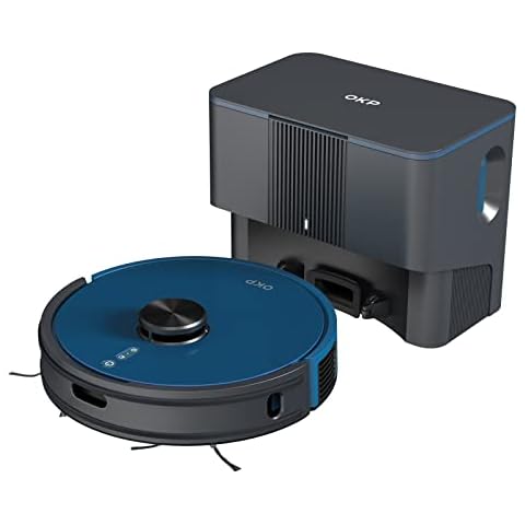 OKP L3 Robot Vacuum with Self-Empty Base, Lidar Navigation Robotic Vacuum, 5L Dust-Bag Cleaning for up to 10 Weeks,Blue Cover