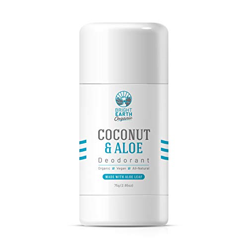 Bright Earth Organic - Natural Coconut and Aloe Unscented Deodorant w/ Magnesium - Free of Aluminum, Baking Soda, Parabens, Sulfates, Gluten, Cruelty – for Men and Women (2.65 oz)