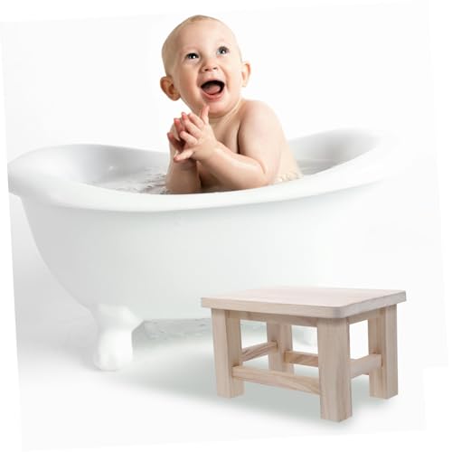 Taburete de madera maciza con diseño versátil beige para hogar 6