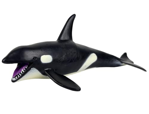 Image of SmilerSmile 7.8 inch Orca Figurine Plastic Sea Creature Toy | Solid PVC Action Figure, Simulation Sea Animals, Educational Ocean Animal Model, Non-toxic Safe Bath Toy