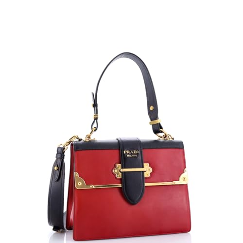 Pre-Loved Cahier Convertible Shoulder Bag City Calf and Saffiano Medium, Red2