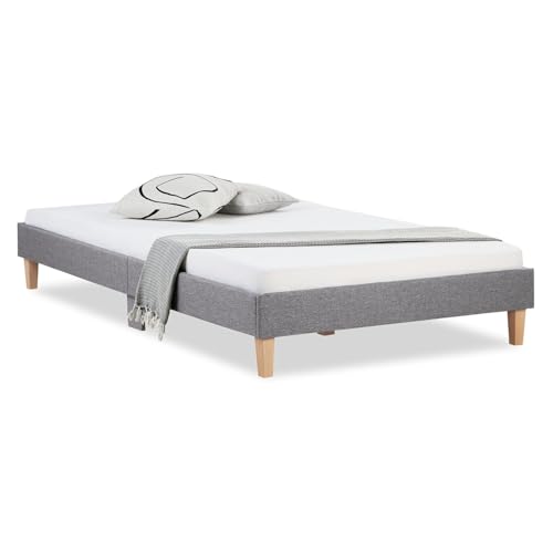 Homestyle4u Polsterbett 120x200 Grau Doppelbett Bett Futonbett Bettgestell...