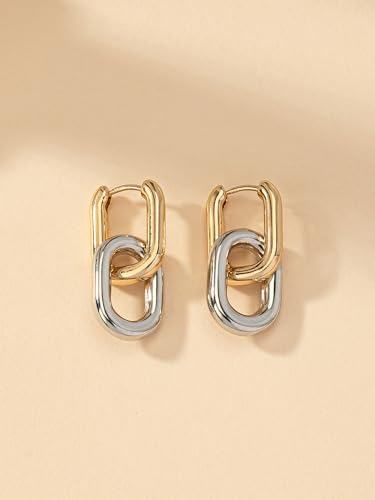 Mixed Metal Earrings for Women Two Tone Hoop Trendy Small Cute Dainty Everyday Jewelry Gift4