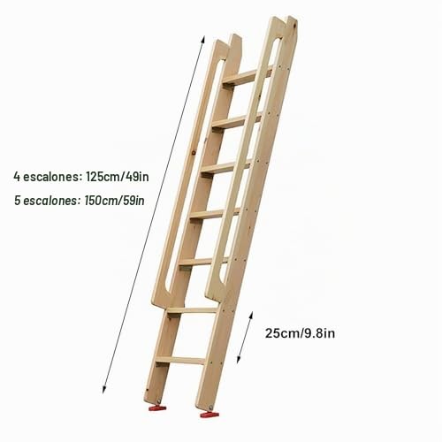 Escalera de altillo plegable de madera - Escaleras de pared que ahorran espacio para ático, ventana de escape, dormitorio, biblioteca