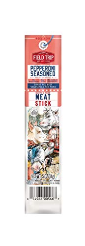 Field Trip Pork and Beef Jerky Sticks | Keto Gluten Free Jerky, Low Carb, Healthy High Protein Snacks with No Nitrates, Made with All Natural Ingredients | Pepperoni | 0.5oz, 24 Count