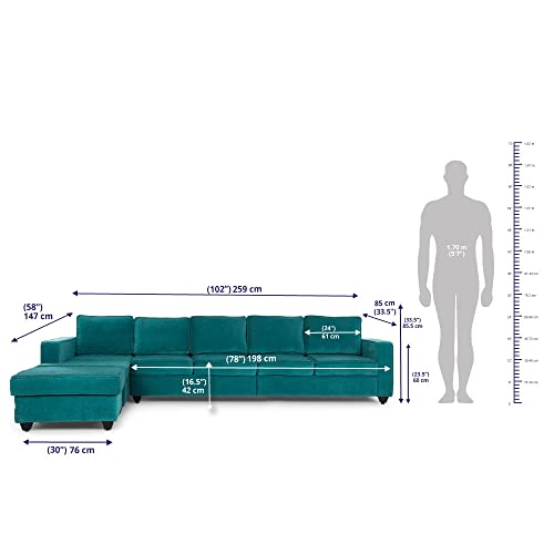 Image of Wakefit Sofa Set | 3 Year Warranty | Sofa 3 Seater, 3 Seater Sofa for Living Room, Wooden Sofa Set, 4 Seater + Left Aligned, Sofa for Living Room - Napper(Malphino : Malibu Green)