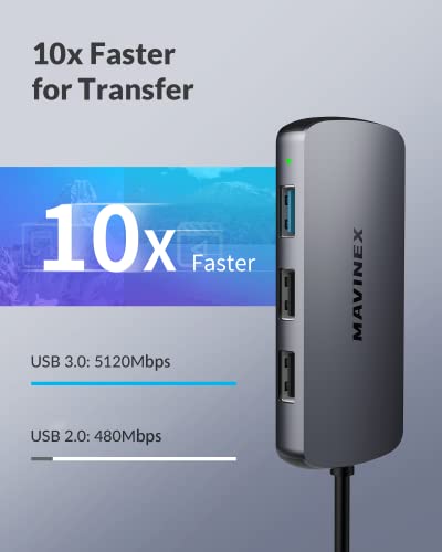 Hub USB C 8 in 1, da USB C a HDMI 4K, Ricarica PD da 100 W, Porta Dati USB C da 5Gbps, Porta USB 3.0, Porte USB 2.0 MicroSD/TF, Adattatore USB C per MacBook, XPS - Hub USB - Immagine 2