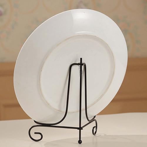 Image of Metal Photo Stand for Table - Elegant Display Stand for Decorative Plates and Pictures, Ideal Metal Tabletop Photo Frame Stand for Home and Office Decor (8 IN (2 Pcs) Folding)