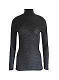 EGI ® Exclusive Collections Merino Wool Blend Mock Neck Top with Long Sleeves. Proudly Made in Italy. (L/XL, Nero (Black))