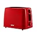 GEEPAS 2 Slice Toaster | 6 Browning Levels with Cancel Function | For Thin Small Bread Slice, Removable Crumb Tray Cool Touch Housing High Lift | Space-Saving Design | 1 Yr Warranty 650W Red