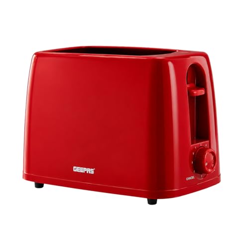 GEEPAS 2-Slice Bread Toaster 6 Browning Level | Thin Bread Slice 650W Red