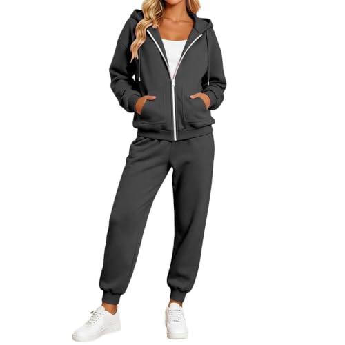 Jogger Sets for Women 2 Piece Trendy Zip Up Hoodie and Sweatpants Outfits | Sweatsuits Women 2 Piece Outfit 2026 Fall Loose Fit Hooded Jacket and Cinch Bottom Track Pants Athletic Sets Winter Clothes - image 5