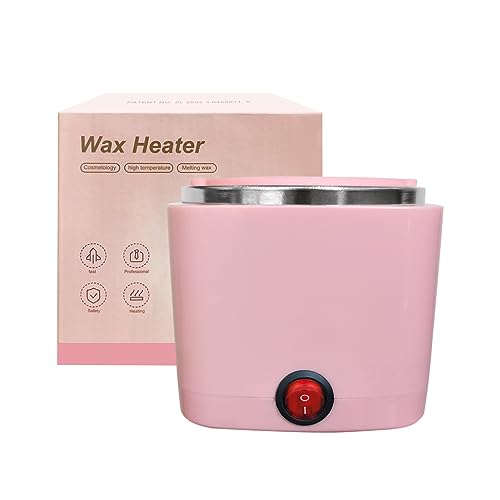 Mini calentador de cera depilatoria mujer, maquina cera caliente depilación profesional con recipiente de silicona de 200ml (rosa, cuadrado)