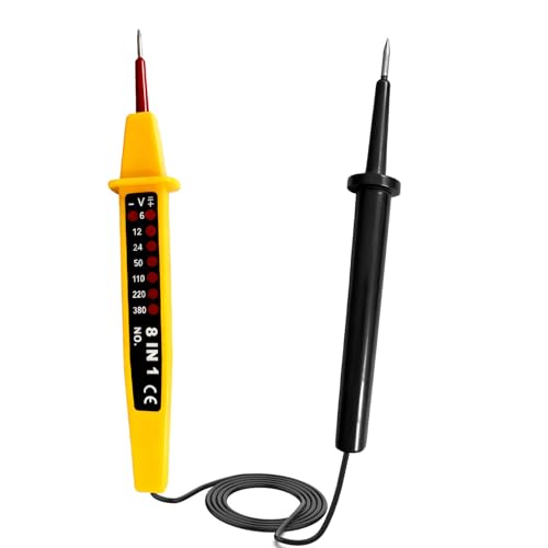6V~380V Electrical Voltage Tester 8 in 1 Multi-Function AC/DC Volt Stick Two Pole Probe Pen Professional Continuity Circuit Live Wire Detector with Alarm Status Indicators for Electrical Safety