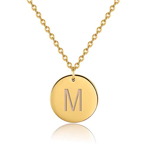 Preisvergleich Produktbild URBANHELDEN - Buchstaben-Kette - Gold Damen-Kette mit deinem Wunschbuchstaben - Wunschgravur Alphabet - Personalisierte Buchstabenkette - Schmuck Gold - Buchstabe M