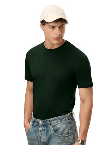 Image of The Souled Store Supima: Men and Boys Short Sleeves Round Neck Solid Premium Basic Casual Lightweight Easy to Style Everyday Streetwear Trendy Supima T-Shirt