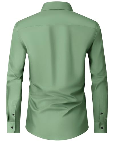 Image of Alimens & Gentle Men's Dress Shirts Long Sleeve Wrinkle Free Stretch Business Casual Wedding Button Down Shirt