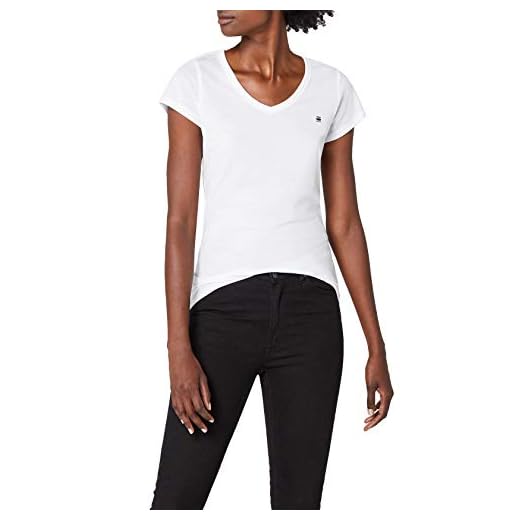 G-STAR RAW Eyben Slim V T Wmn S/s Camiseta, Blanco (White 110), 36 (Talla del fabricante: Small) para Mujer