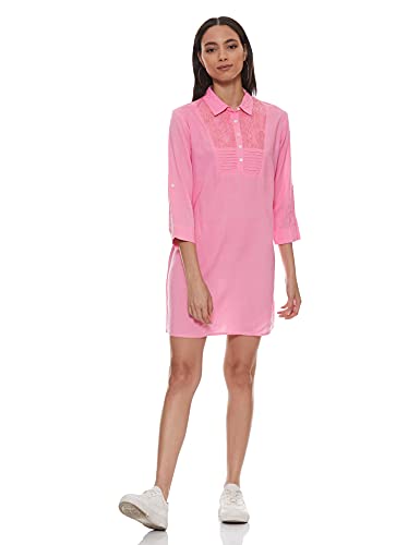 Image of EASYBUY Women's Rayon A-Line Below The Knee Casual Dress (SU21SR12LW Pink S)
