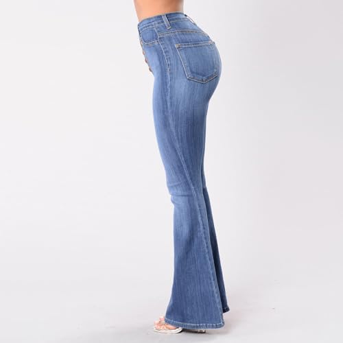 Flare Jeans for Women Bell Bottom High Waisted Bootcut Jeans Button Fly Casual Pants Trousers with Pockets3