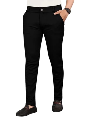 Image of Men's Everyday Wear Trousers | Regular Fit Solid Pants with Button | Smart and Comfortable Bottomwear (Pack of 1)