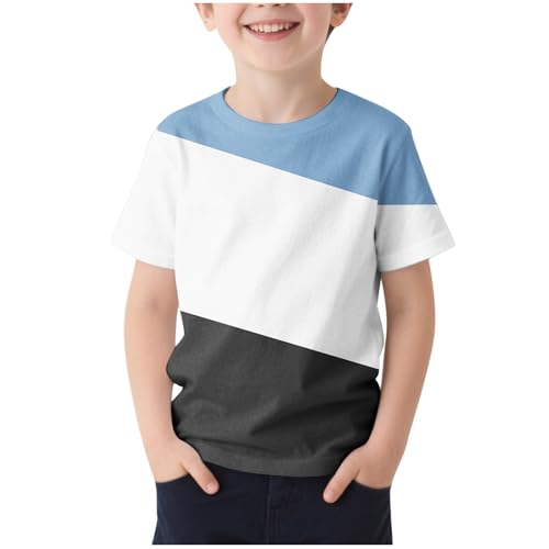 2-13T Baby Boy and Girls Short Sleeves T-Shirts Fashion Color Block Crewneck Shirts Kids Summer Going Out Tops