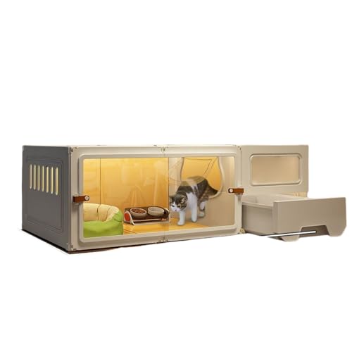 Kirnuo 猫ケージ 猫ケージ 猫ケージ 猫ケージ 猫ケージ 屋内 ポータブル猫ケージ 屋内用トイレ付き 大型DIY猫フェンス 通気性良好 猫用トイレ付き 1-3匹の猫に最適な運動場所 (一層 105×45×35cm)