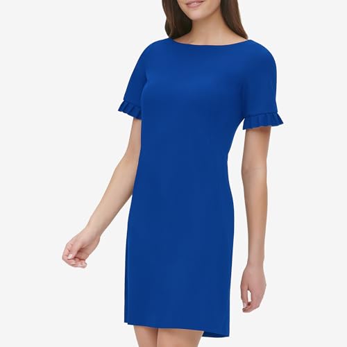 Image of Tommy Hilfiger Women's Tommy Hilfiger Pleated Short Sleeve Scuba Dress