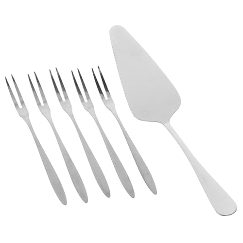 PRETYZOOM 1 Set Cake Cutlery Set Wedding Cake Knife Cake Server Spatula Small Fruit Fork Cake Server Kit Metal Forks Desert Forks Steel Cake Server Annual Fruit Fork Stainless Steel Silver