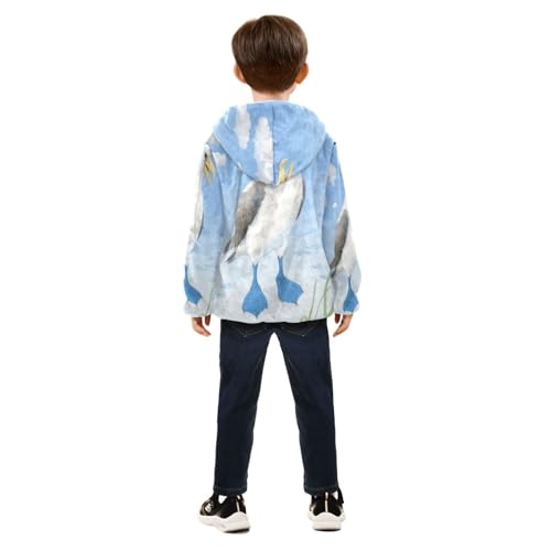 Blue Footed Booby Beach Toddler Fleece Jacket Girl Boys Hooded Fleece Jacket Coat Warm Outwear Zip-up 3-10T4