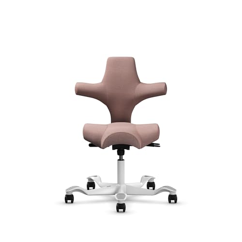 Image of HAG Capisco Standard Chair-White Frame-Upholstered Pink Blush