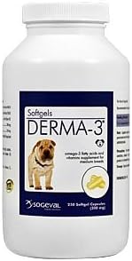 Derma-3 Softgels For Medium Breeds, 250 Capsules