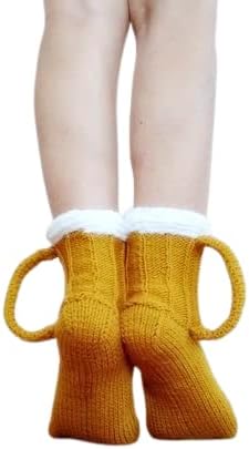 Beer Mug Socks, Funny Knitted Beer Mug Socks, Mug Beer Socks,October Fest Gag Gift,Lovers Beer Socks, Christmas Unisex Gift (7 us women)