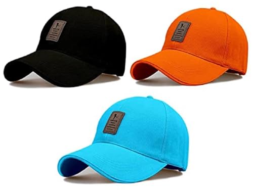 Image of Soft Cotton Adjustable Unisex Cap Quick Drying Sun Hat Protection for Men and Women (Freesize) Cap Pack of 3