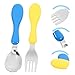 PRETYZOOM Stainless Steel Toddler Fork and Spoon Set Kids Travel Utensils Case Baby Eating Utensils for Home and Outdoor Use