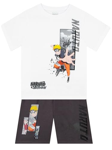 Naruto Set De Camiseta Niño Y Pantalón Corto, Anime Merch Camiseta Manga Corta Y Shorts, Conjunto De Ropa Para Niño, Blanco 9-10 Años