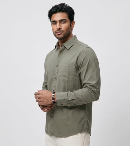 Image of Amazon Brand - INKAST Men Solid Cotton Shirt | Casual Wear | Basic Essential Plain Everyday & Office Wear | Full Sleeve | Regular Fit