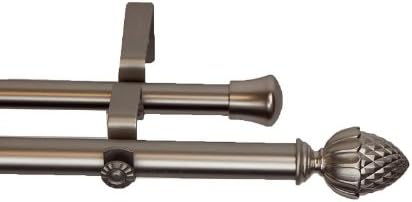 Modern Acorn Double Curtain Rod Size: 120" - 170" W, Finish: Satin Nickel