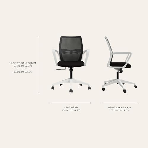 Image of Interio by Godrej Vurv Chair Mesh Back Ergonomic Work from Home /Revolving Study Chair, 1 Year Warranty, Height Adjustable | Heavy Duty Polypropylene Base | DIY Installation (Black, Set of 2)