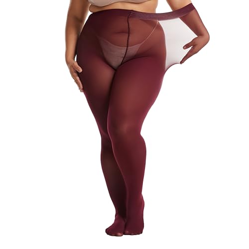 Image of Frola Plus Size Tights for Women Semi Opaque Control Top High Waist Stockings 60 Denier Women's Pantyhose 2X 3X 4X 5X