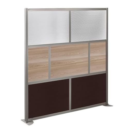 at Work Mobile Room Divider - 76" H x 72" W Espresso Laminate Warm Ash Laminate and Plexiglas Inserts/Aluminum and Steel Frame