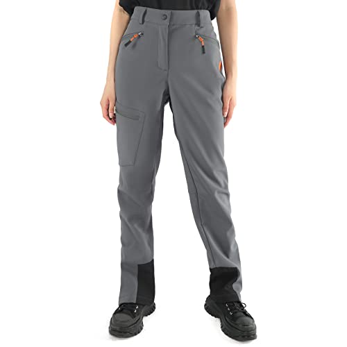 Unuoto Women Snow Pants Waterproof Fleece Lined Winter Ski Hiking Insulated Cargo Pant(Grey,Small)