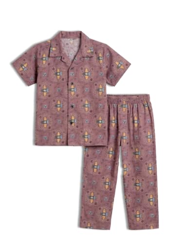 Image of 3BROS Unisex Pure Cotton Short Sleeve Kids Night Dress for Boys & Girls Nightwear /Sleepsuit /Sleepwear /Loungewear Night Suit for Boys and Girls Top and Pyjama Combo Set