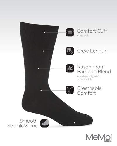 MeMoi Men's 3 Pair Pack Rayan Blend Ribbed Crew Socks3