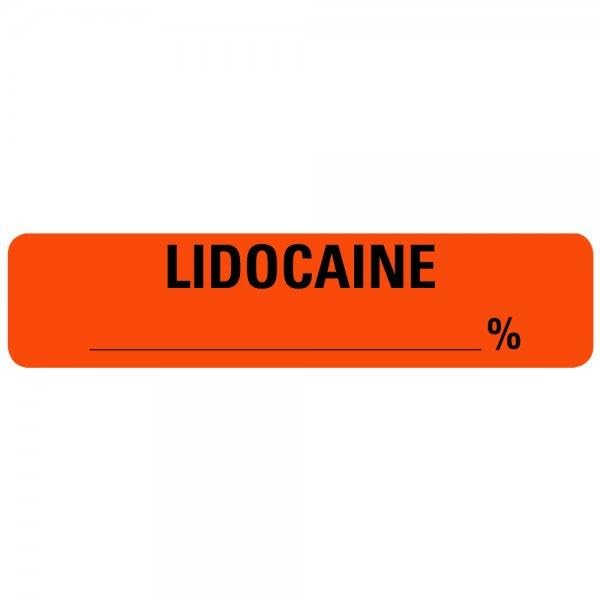 LIDOCAINE Percentage Syringe Labels 0.375" x 1.625"