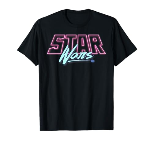 T-shirt Star Wars Neon Sign en coton noir pour fan de pop culture