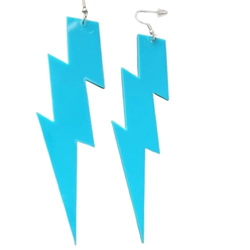 80s 90s Neon Earrings Fluorescence Retro Acrylic Lightning Drop Dangle Earring for Women Party Jewelry