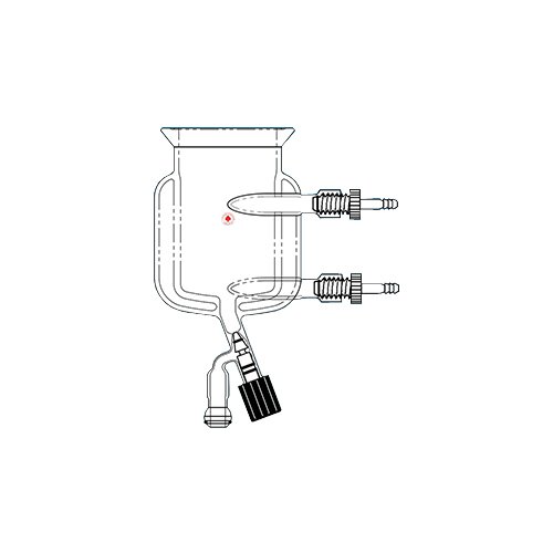 6429-328 Series Jacketed Pressure Reaction Flask, 150 mm Flange, 0-10 mm Valve, #11 thred Inlet/Outlet, Use with 3/8" ID Tubing, 3000 mL