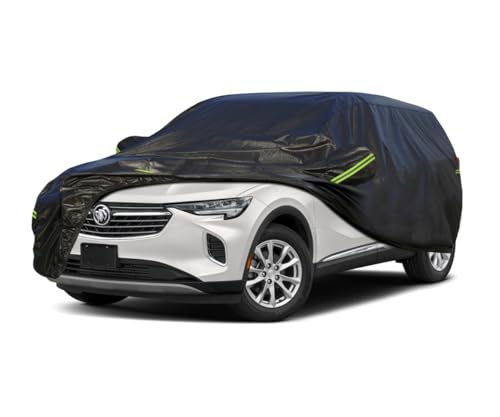 Image of KouKou Waterproof SUV Car Cover Suitable for Buick Envision from 2015 to 2025, 7 Layers Windproof All Weather Waterproof Outdoor Cover Sun Rain UV Dust Snow Protection. Black
